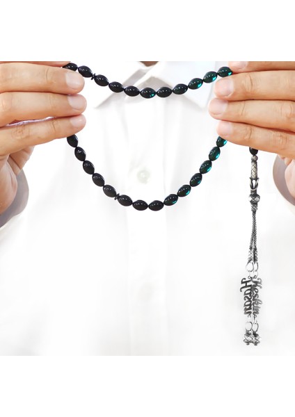 1000 Ayar Gümüş Çift Kazaz Püsküllü Arpa Kesim Isim Yazılı Turkuaz Ateş Kehribar Tesbih fırsatları