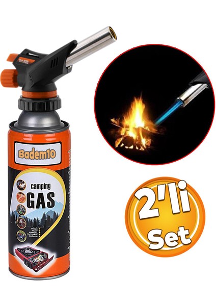 Çakmaklı Pürmüz Yedek Kartuşu Kamp Gazı 400 ml Piknik Kamp Mangal Mutfak Ateş Tutuşturucu 2 Adet