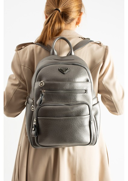 Unisex Suni Deri Sırt Çantası – Çok Bölmeli, Suya Dayanıklı, Geniş Hacimli Günlük ve Seyahat Çantası