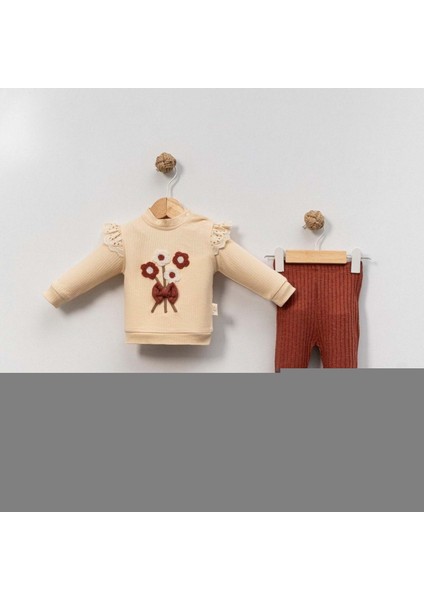 Çakar Bebe 6-18 Aylık Çiçek Süzine 2 Li TAKIM-8045120 - Kahverengi