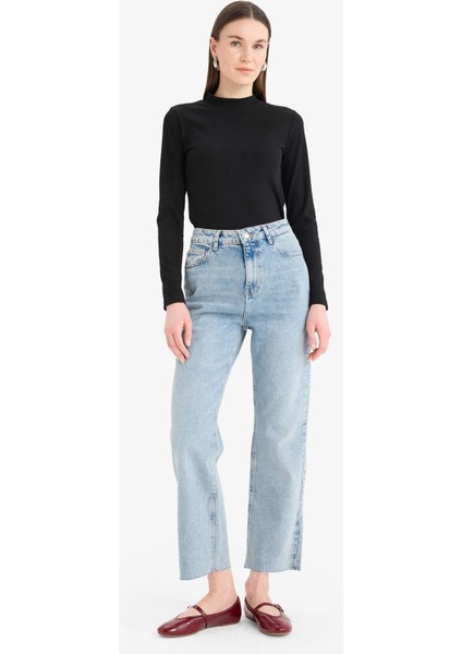 Yarım Balıkçı Yaka Basic Düz Fitilli Kaşkorse Uzun Kollu Tişört