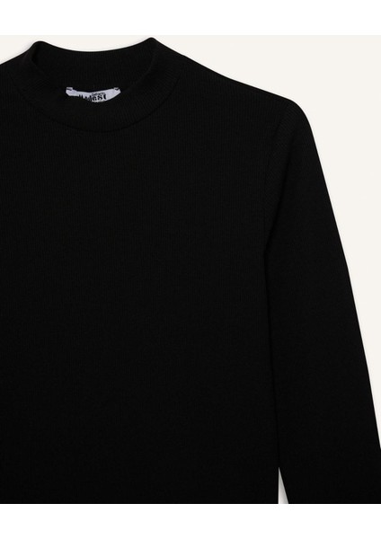 Yarım Balıkçı Yaka Basic Düz Fitilli Kaşkorse Uzun Kollu Tişört