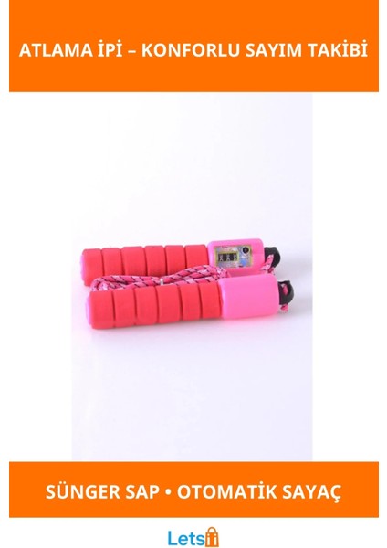 Sayaçlı Süngerli Atlama Ipi Ergonomik Tutuş, Pratik Spor Aleti