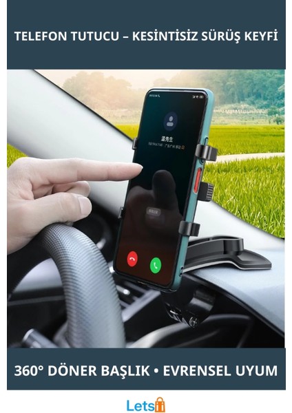 360° Oynar Başlıklı Araba Gösterge Üstü Telefon Tutucu