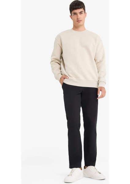 Relax Fit Bisiklet Yaka Kalın İçi Yumuşak Tüylü Basic Düz Sweatshirt T5139AZ25AU