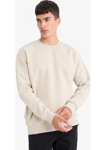 Relax Fit Bisiklet Yaka Kalın İçi Yumuşak Tüylü Basic Düz Sweatshirt T5139AZ25AU
