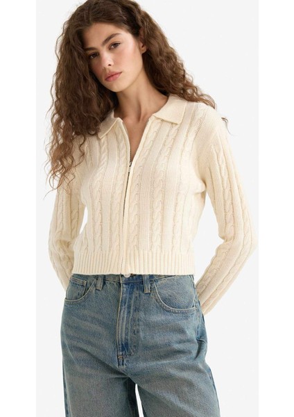 Regular Fit Polo Yaka Fermuarlı Triko Hırka A3331AX25WN