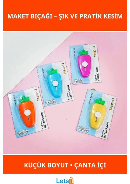 Mini Sevimli Tasarımlı Maket Bıçağı Havuç ve Çiçek Motifli