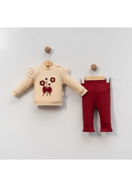 Çakar Bebe 6-18 Aylık Çiçek Süzine 2 Li TAKIM-8045120 - Bordo