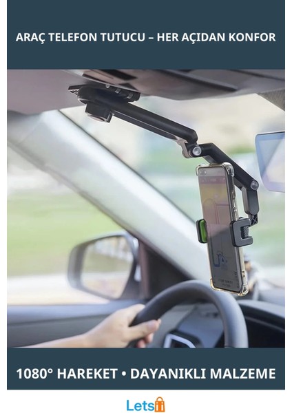1080 Derece Çok Açılı Multifonksiyonel Araç Telefon Tutucu