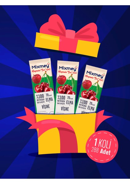 Vişne Meyve Barı 288 Adet | Sağlıklı Atıştırmalıklar – Vegan, Glutensiz (20GR x 288 Adet)