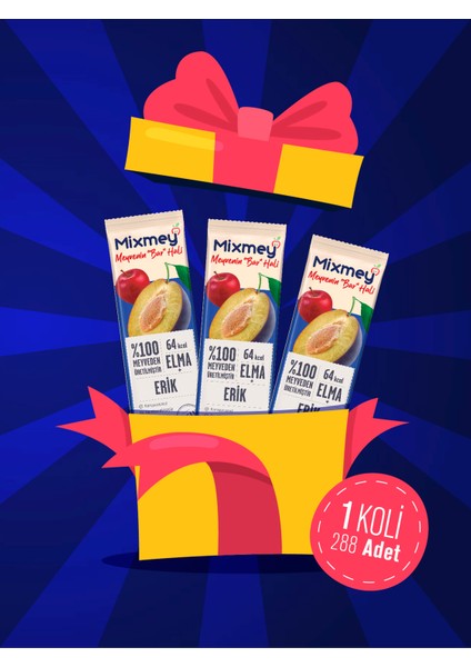 Erik Meyve Barı 288 Adet | Sağlıklı Atıştırmalıklar – Vegan, Glutensiz (20GR x 288 Adet)
