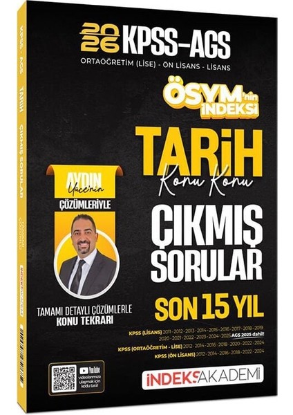 Indeks Akademi 2026 Kpss Meb-Ags Tarih Ösym Nin Indeksi Çıkmış Sorular Son 15 Yıl Konu Konu Çözümlü - Aydın Yüce Indeks Akademi Yayıncılık
