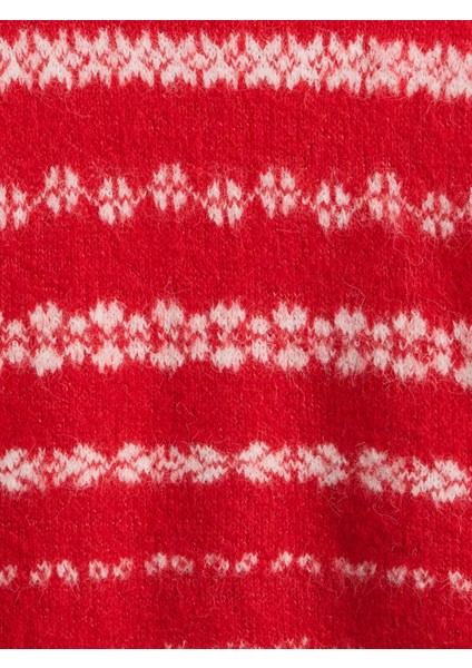 Kadın Kırmızı Fuzzy Oversized Bisiklet Yaka Kazak modelleri