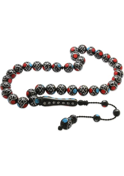 Premium Kutulu Sistemli 925 Ayar Gümüş Çakım Kırmızı Mavi Mine Sultan Işi Koleksiyonluk Kuka Tesbih fiyatları