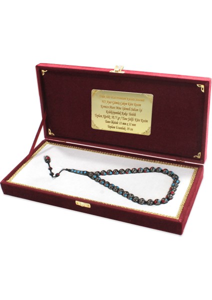 Premium Kutulu Sistemli 925 Ayar Gümüş Çakım Kırmızı Mavi Mine Sultan Işi Koleksiyonluk Kuka Tesbih modelleri