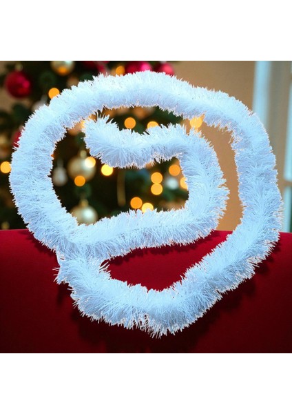 2 Metre Mat Karlı Beyaz Yılbaşı Boyun Simi Beyaz Karlı Yumuşak Boyun Garlandı Beyaz Süsleme Simi