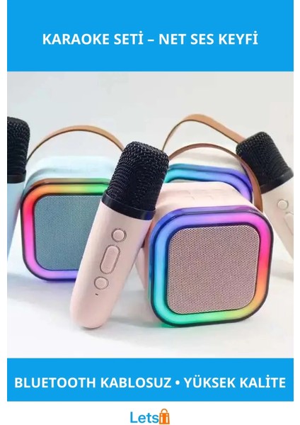 Kablosuz Bluetooth Mikrofon Hoparlör Yüksek Sesli Karaoke Seti