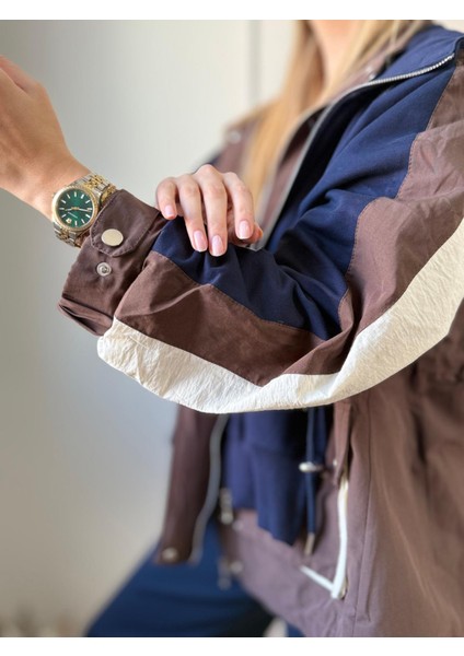 Lacivert Paraşüt Detay Kapüşonlu Takım