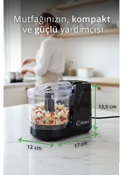 KC-8217 Mini Gıda Doğrayıcı | 350 ml Kapasiteli & Paslanmaz Çelik Bıçaklı