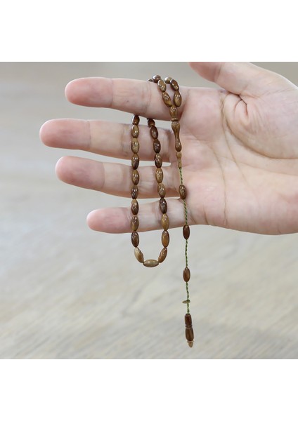 Kuka Ağacı Tesbih - Sistemli - Koleksiyonluk - Sadullah Usta Işçilikli - Kahverengi - Arpa Kesim modelleri