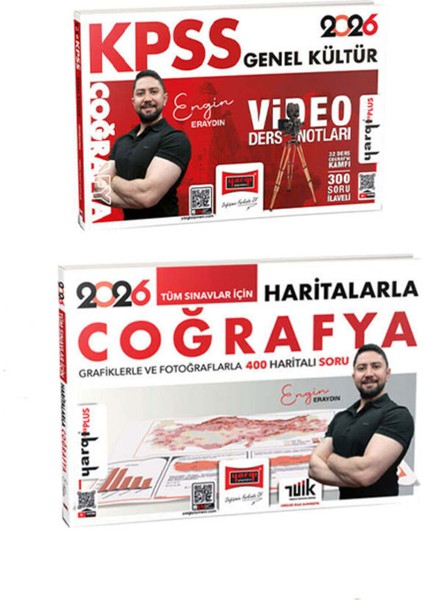 2026 Engin Eraydın Kpss Coğrafya 2’li Set Ders Notu + Haritalarla Coğrafya (Güncel Baskı)