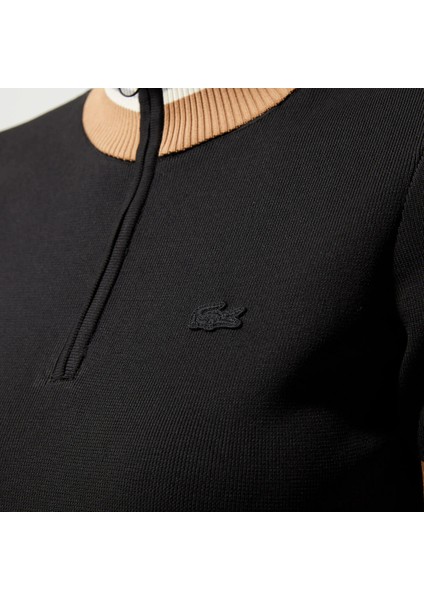 Kadın Flare Fit Kısa Kollu Dik Yaka Siyah Elbise modelleri