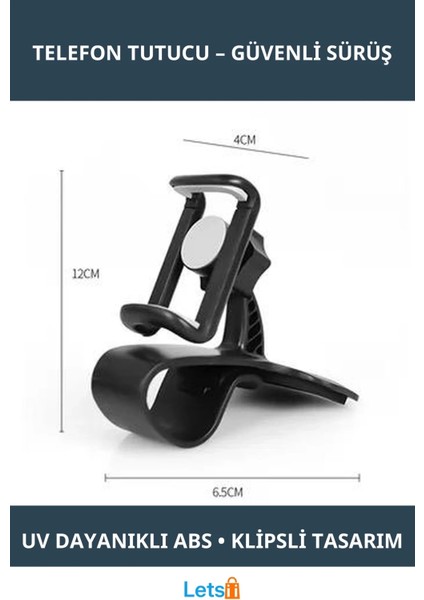 Uv Dayanıklı Kaymaz Silikon Pedli Çok Amaçlı Araç Gösterge Paneli Telefon Tutucu