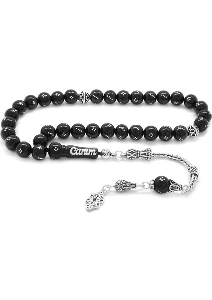 925 Ayar Gümüş Püsküllü Imamesi Gümüş Canım Babam Yazılı Küre Kesim Rus Oltu Tesbih