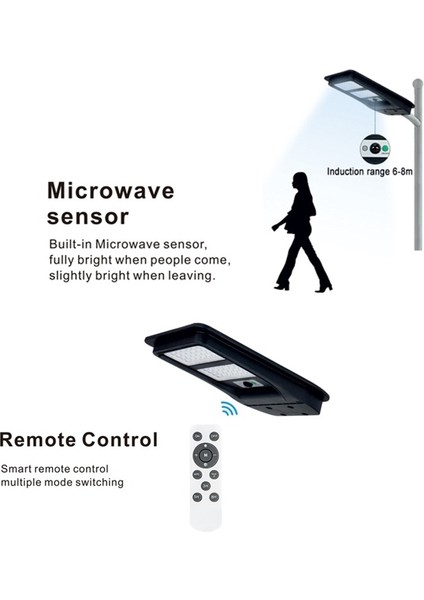 Güneş Enerjili Profesyonel Sokak Aydınlatması Uzaktan Kumandalı Sensörlü LED Projektör IP65