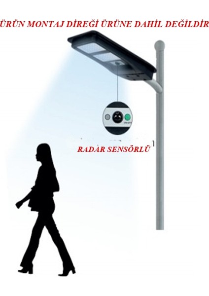 Güneş Enerjili Profesyonel Sokak Aydınlatması Uzaktan Kumandalı Sensörlü LED Projektör IP65 fiyatları