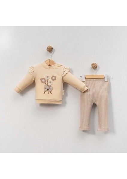 Çakar Bebe 6-18 Aylık Çiçek Süzine 2 Li TAKIM-8045120 - Bej
