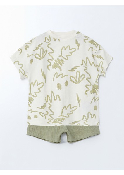 Yeni Sezon Bisiklet Yaka Baskılı Erkek Bebek Şort ve Tişört Takım