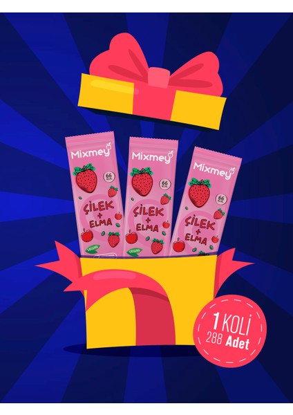 Çilek Meyve Barı 288 Adet | Sağlıklı Atıştırmalıklar – Vegan, Glutensiz (20GR x 288 Adet)