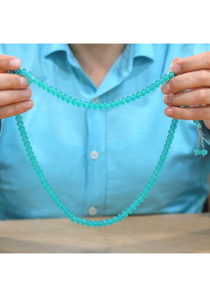 Kararmaz Metal Püsküllü Tekerlek Kesim Su Yeşili Renk 99 Taneli Kedigözü Namaz Tesbihi fırsatları