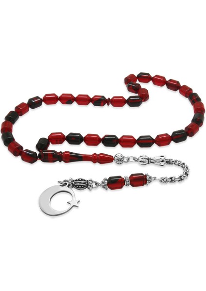 Kararmaz Metal Püsküllü Uçlu Kapsül Isim Yazılı Ayyıldız Plakalı Kırmızı Siyah Ateş Kehribar Tesbih fiyatları