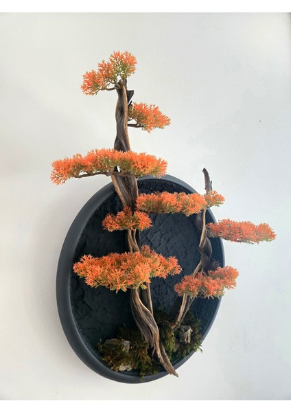 El Yapımı Driftwood Bonsai – Turuncu Yapay Yapraklar ve Gerçek Ağaç Gövdeli Duvar Dekoru fiyatları