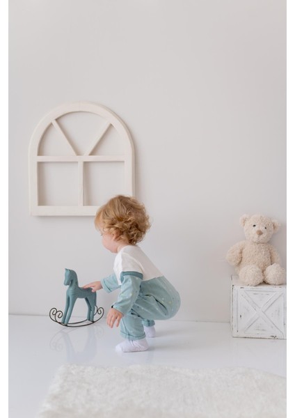 Erkek Bebek Baskılı Örme Tulum - Mint fiyatları