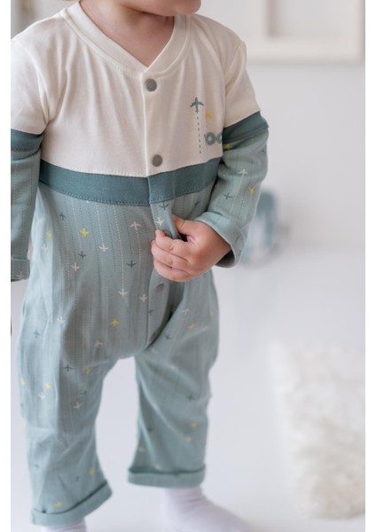 Erkek Bebek Baskılı Örme Tulum - Mint modelleri