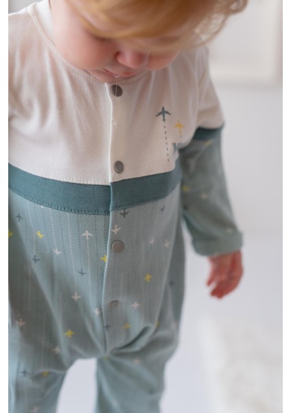 Erkek Bebek Baskılı Örme Tulum - Mint fırsatları