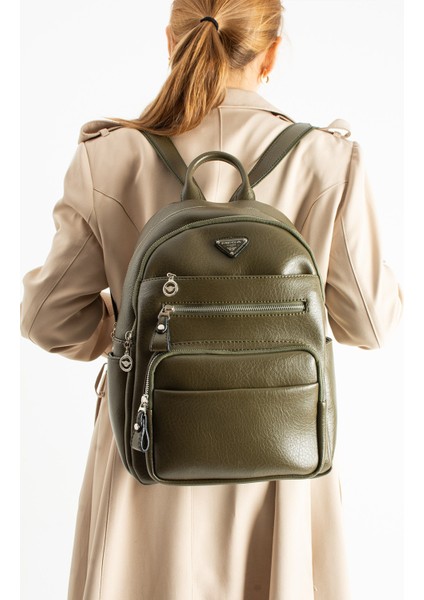 Unisex Suni Deri Sırt Çantası – Çok Bölmeli, Suya Dayanıklı, Geniş Hacimli Günlük ve Seyahat Çantası