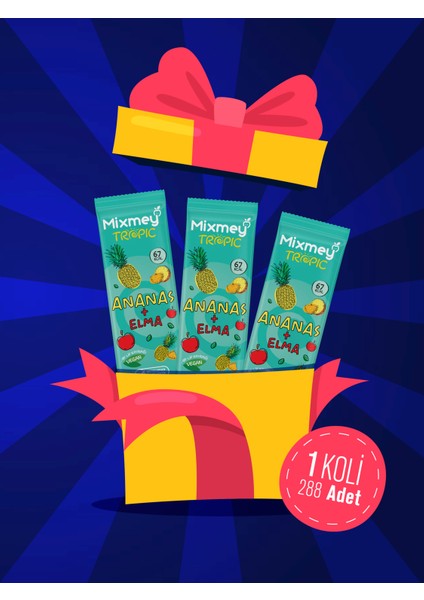 Ananas Meyve Barı 288 Adet | Sağlıklı Atıştırmalıklar – Vegan, Glutensiz (20GR x 288 Adet)