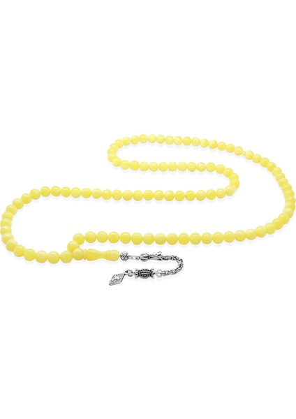 Kararmaz Metal Arnavut Zincir Püsküllü Küre Kesim 99 Taneli Beyrut Kehribar Namaz Tesbihi