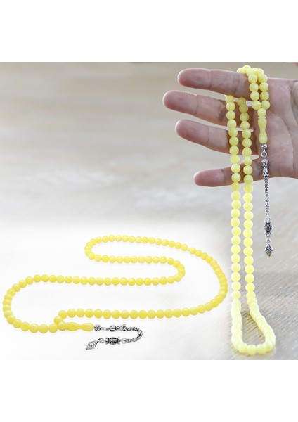 Kararmaz Metal Arnavut Zincir Püsküllü Küre Kesim 99 Taneli Beyrut Kehribar Namaz Tesbihi fiyatları