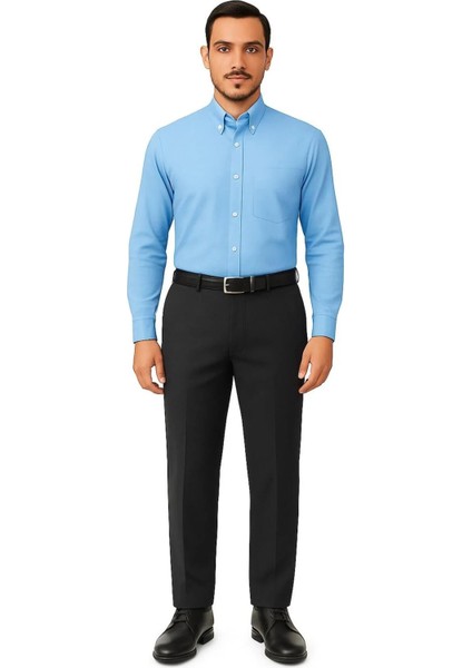 Rahat Kesim Pamuklu Keten Koyu Gri Baba Erkek Pantolon