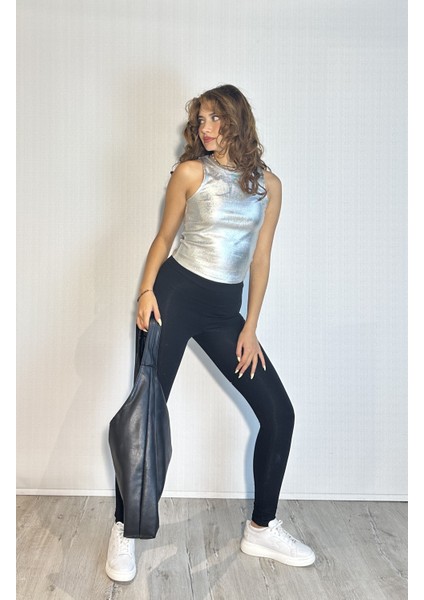 Kadın Halter Yaka Kolsuz Basic Crop Bluz modelleri