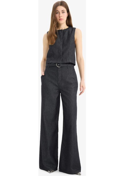 Wide Leg Yüksek Bel Geniş Paça Uzun Jean Pantolon