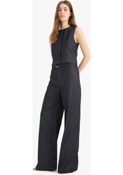 Wide Leg Yüksek Bel Geniş Paça Uzun Jean Pantolon