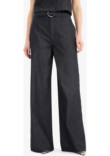 Wide Leg Yüksek Bel Geniş Paça Uzun Jean Pantolon