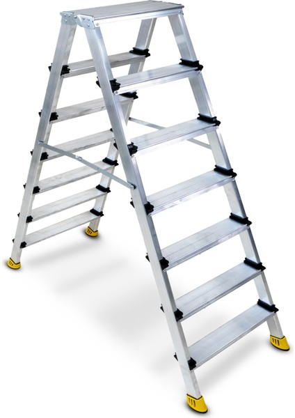 Gold 7+7 Basamaklı Çift Çıkışlı Alüminyum Merdiven